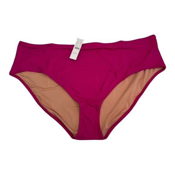 NWT J Crew  Radiant Fuchsia High Rise Full Coverage Bikini Bottom Swimwear Sz 3X - Picture 1 of 8